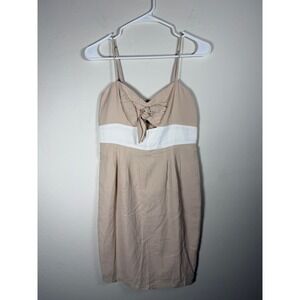 Sandro Tan White Stripe Tie Front Cutout Dress Size 2